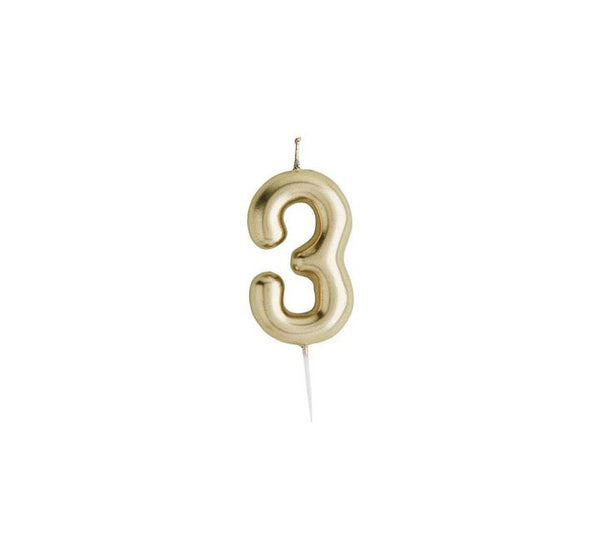 GOLD NUMBER '3' CANDLE
