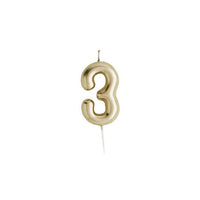 GOLD NUMBER '3' CANDLE