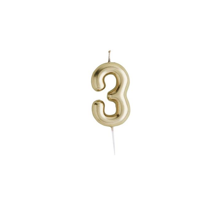 GOLD NUMBER '3' CANDLE