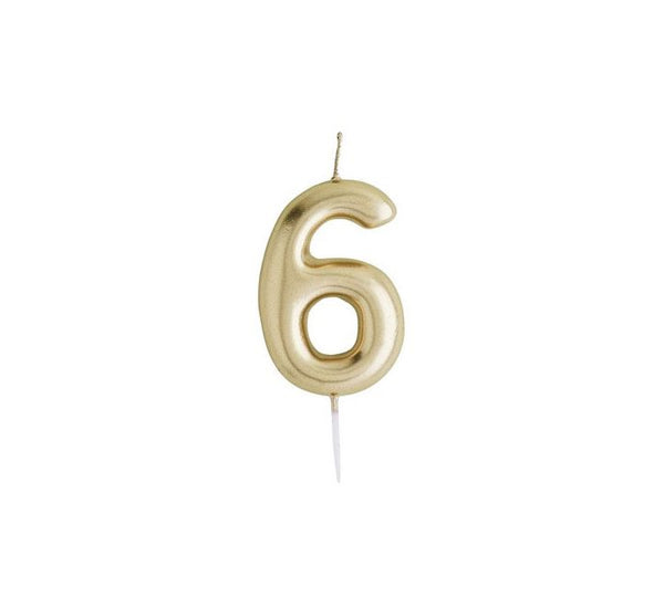 GOLD NUMBER '6' CANDLE