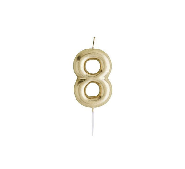 GOLD NUMBER '8' CANDLE