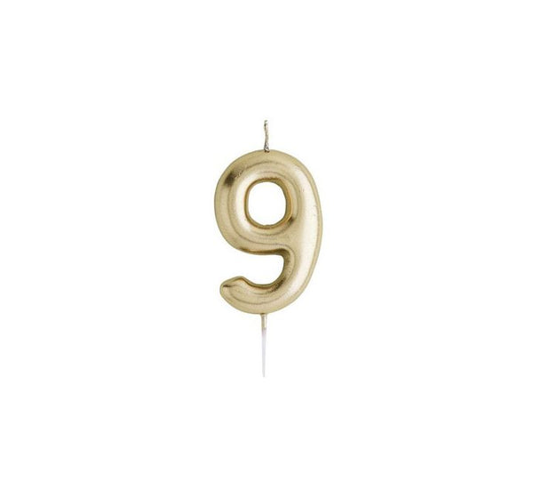 GOLD NUMBER '9' CANDLE