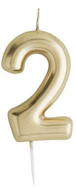 GOLD NUMBER '2' CANDLE