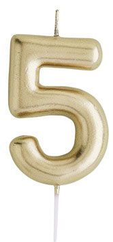 GOLD NUMBER '5' CANDLE