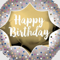 18IN BIRTHDAY SATIN GOLD BURST FOIL BALLOON