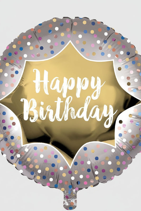 18IN BIRTHDAY SATIN GOLD BURST FOIL BALLOON