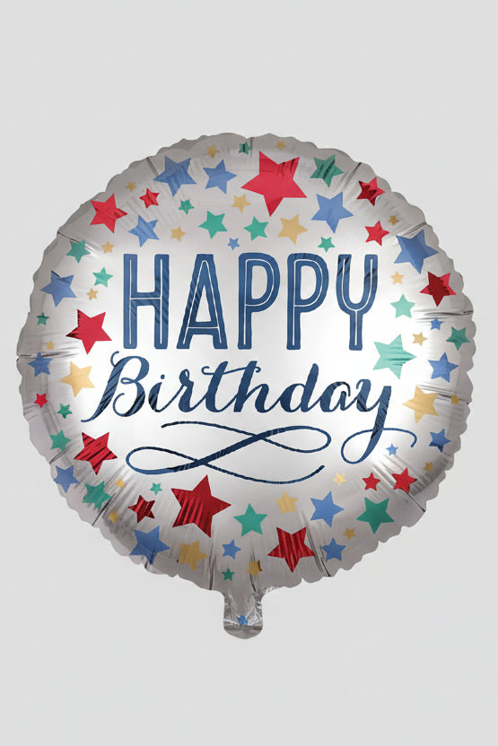 18IN BIRTHDAY SATIN WITH STARS FOIL BALLOON