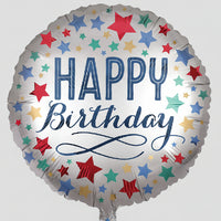 18IN BIRTHDAY SATIN WITH STARS FOIL BALLOON