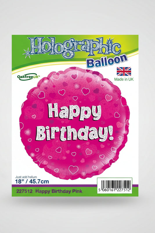 18IN HAPPY BDAY PINK FOIL BALLOON