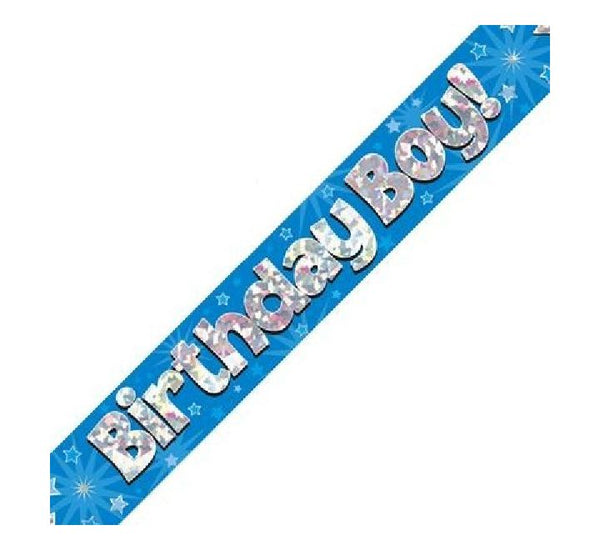 9FT BDAY BOY BLUE HOLO BANNER