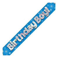 9FT BDAY BOY BLUE HOLO BANNER