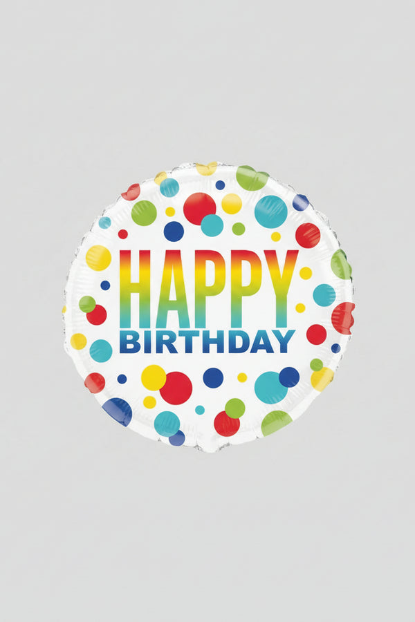 18in RAINBOW SPOTS BIRTHDAY FOIL BALLOON