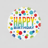 18in RAINBOW SPOTS BIRTHDAY FOIL BALLOON