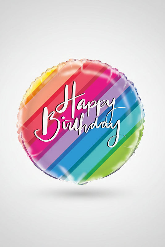 18in BALLOONS & RAINBOW BDAY FOIL BALLOON