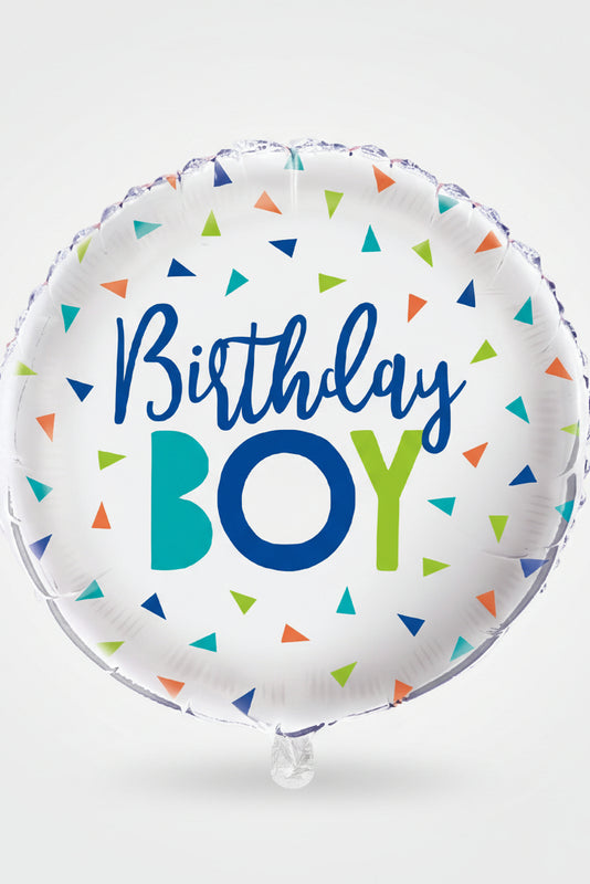 18in CONFETTI BIRTHDAY BOY FOIL BALLOON