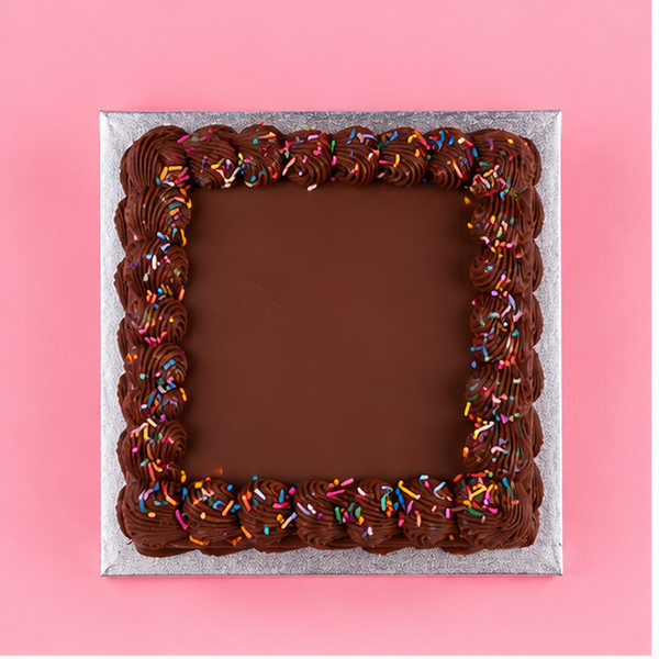 Square Chocolate Sprinkles Cake