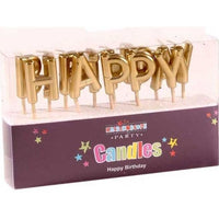METALLIC GOLD HAPPY BIRTHDAY PICK CANDLE 6S