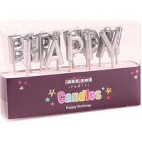 METALLIC SILVER HAPPY BIRTHDAY PICK CANDLE 6S