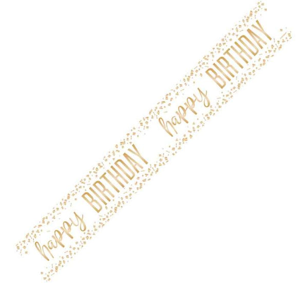 9ft HAPPY BIRTHDAY CONFETTI GOLD FOIL BANNER