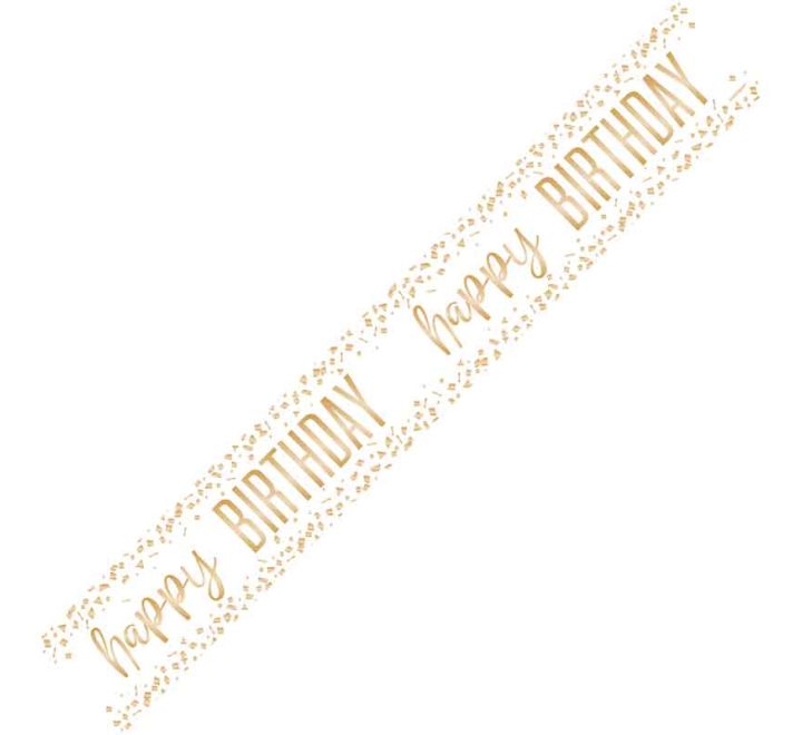 9ft HAPPY BIRTHDAY CONFETTI GOLD FOIL BANNER