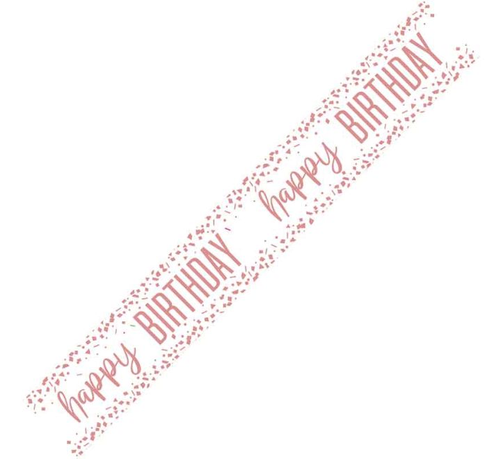 9ft HAPPY BIRTHDAY CONFETTI ROSE GOLD FOIL BANNER