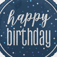18in GLITZ BLUE HAPPY BIRTHDAY FOIL BALLOON