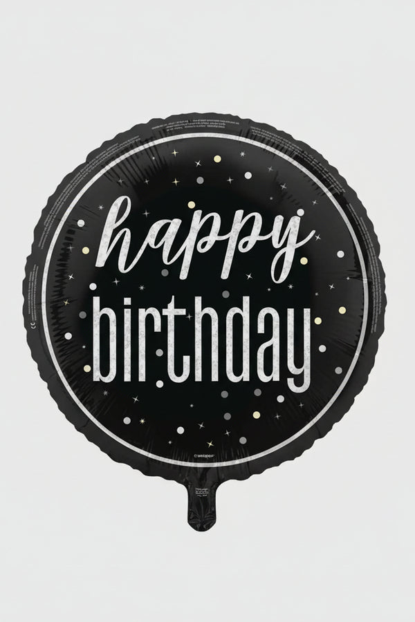 18in GLITZ BLACK HAPPY BIRTHDAY FOIL BALLOON
