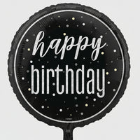 18in GLITZ BLACK HAPPY BIRTHDAY FOIL BALLOON