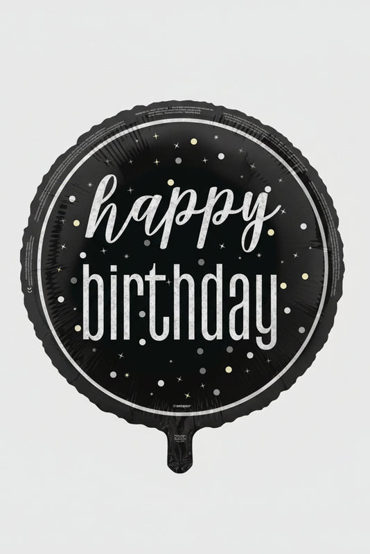 18in GLITZ BLACK HAPPY BIRTHDAY FOIL BALLOON