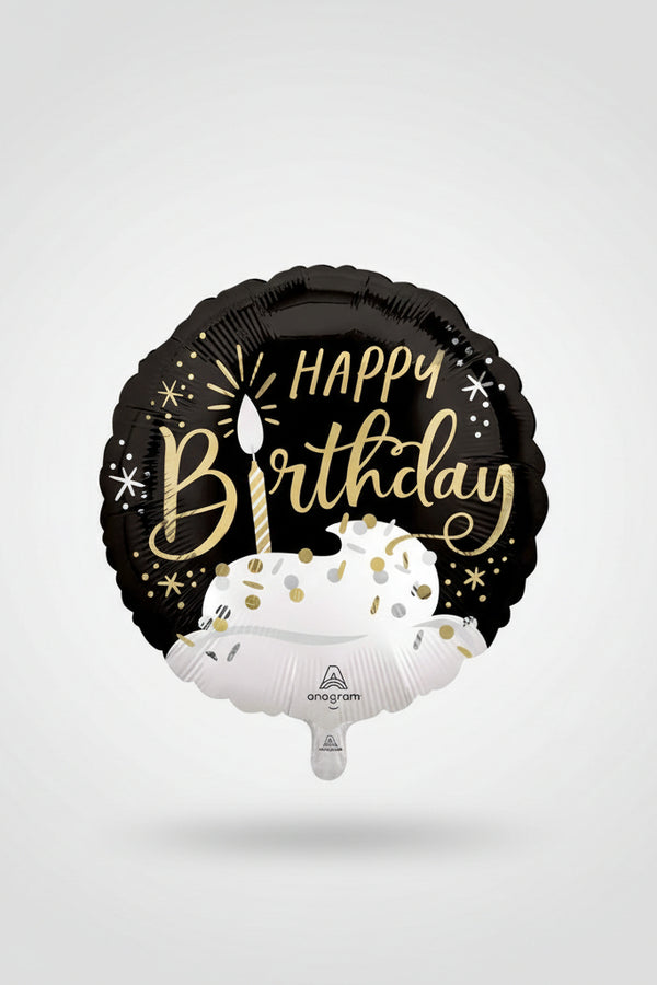 18n BLACK SILVER GOLD BIRTHDAY WISHES FOIL BALLOON