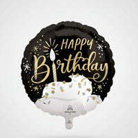 18n BLACK SILVER GOLD BIRTHDAY WISHES FOIL BALLOON