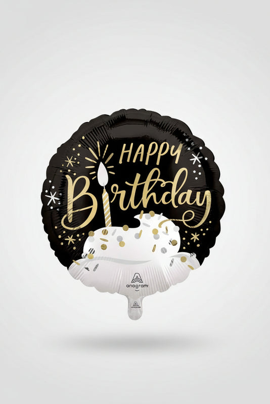18n BLACK SILVER GOLD BIRTHDAY WISHES FOIL BALLOON