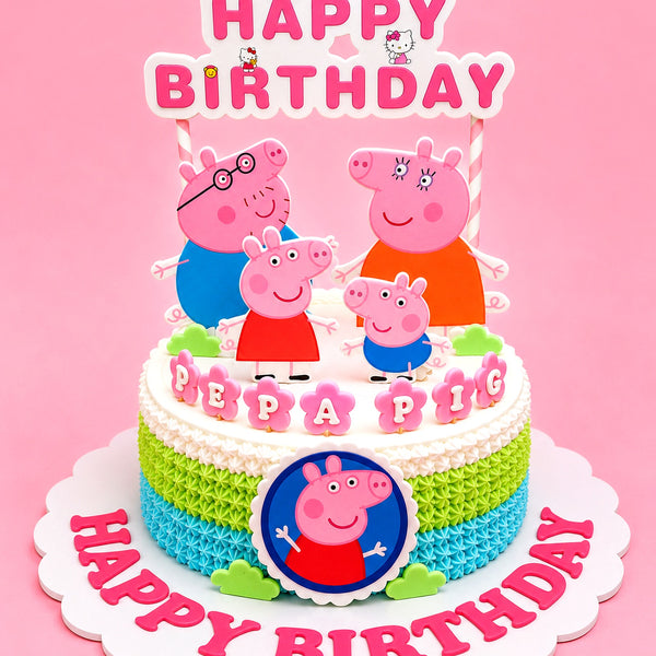 Character Family Happy Birthday Cake