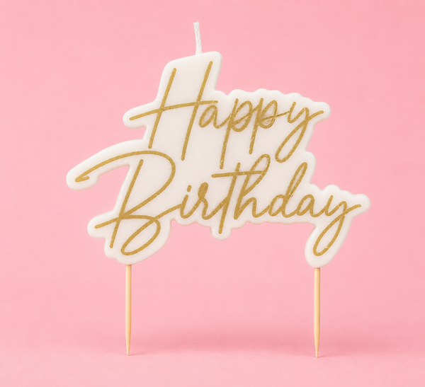 GOLD HAPPY BIRTHDAY CANDLE