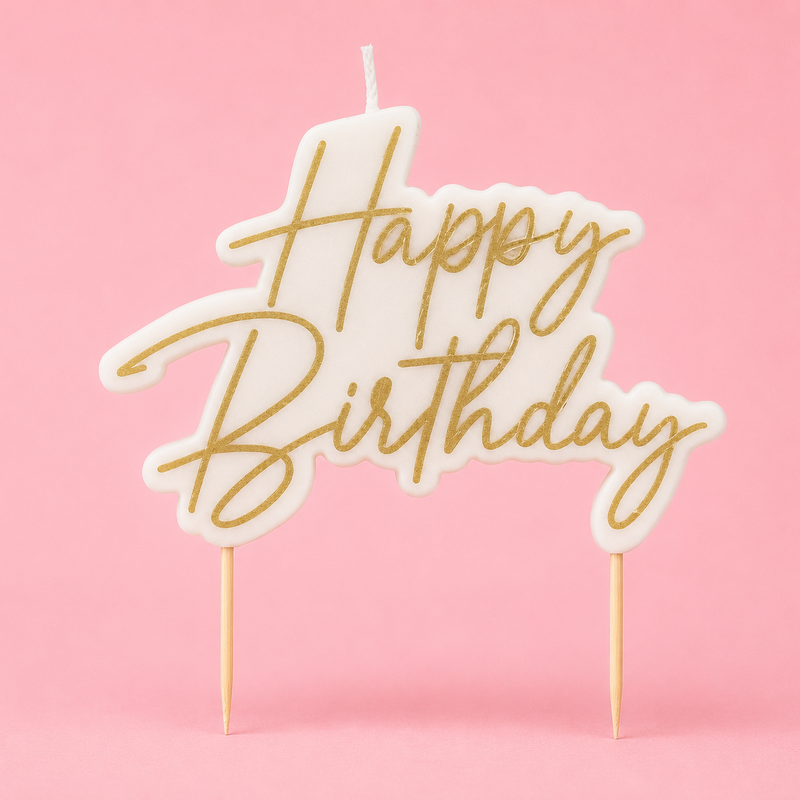 GOLD HAPPY BIRTHDAY CANDLE