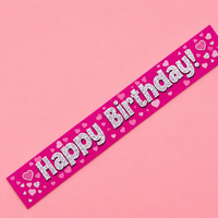 9FT PINK HOLO. HAPPY BDAY BANNER