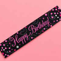 9FT SPARKLING FIZZ BIRTHDAY BLACK & PINK BANNER