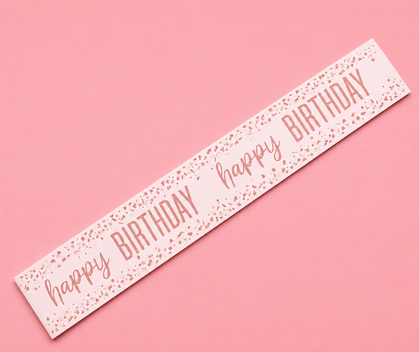 9ft HAPPY BIRTHDAY CONFETTI ROSE GOLD FOIL BANNER