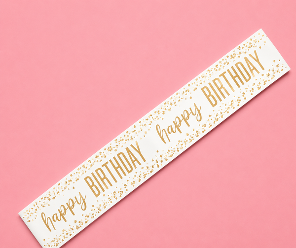 9ft HAPPY BIRTHDAY CONFETTI GOLD FOIL BANNER