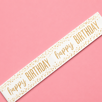 9ft HAPPY BIRTHDAY CONFETTI GOLD FOIL BANNER