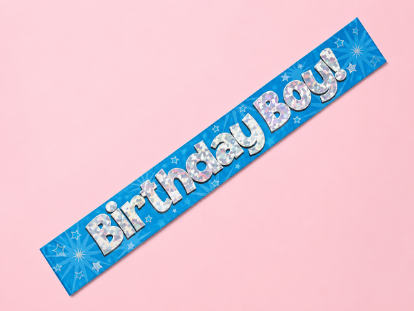9FT BDAY BOY BLUE HOLO BANNER