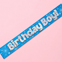 9FT BDAY BOY BLUE HOLO BANNER