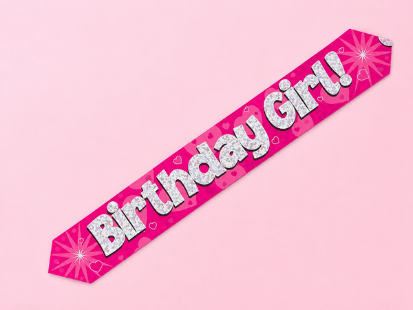 9FT BDAY GIRL PINK HOLO BANNER