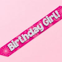 9FT BDAY GIRL PINK HOLO BANNER