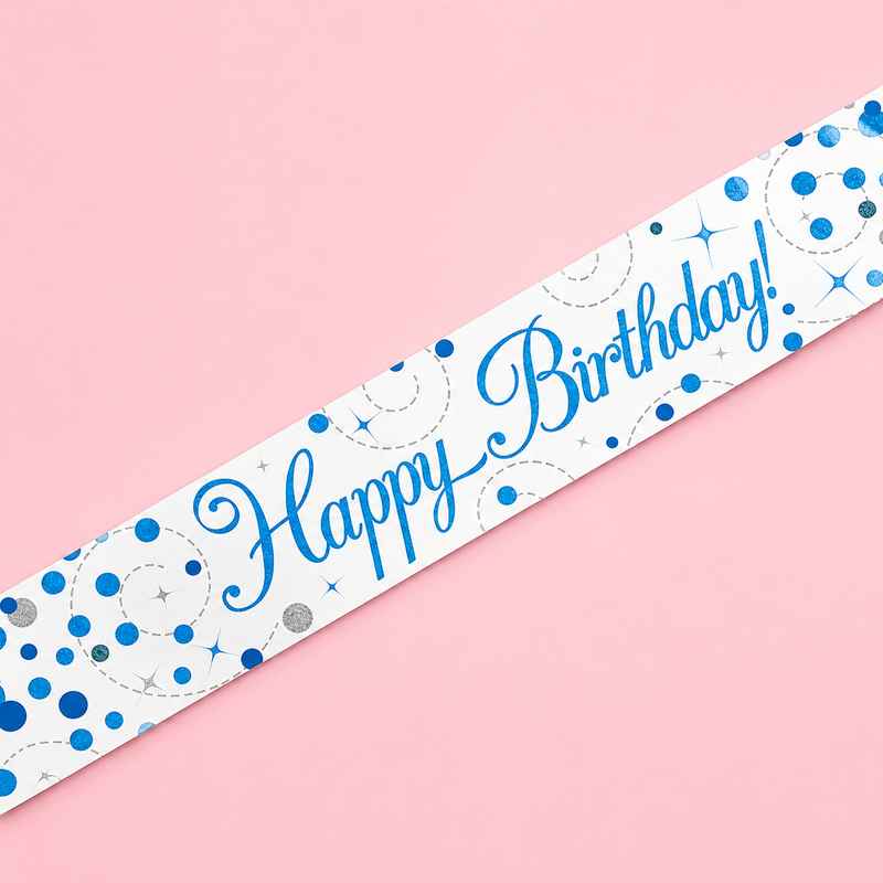 9FT BIRTHDAY BLUE SPARKLING FIZZ BANNER