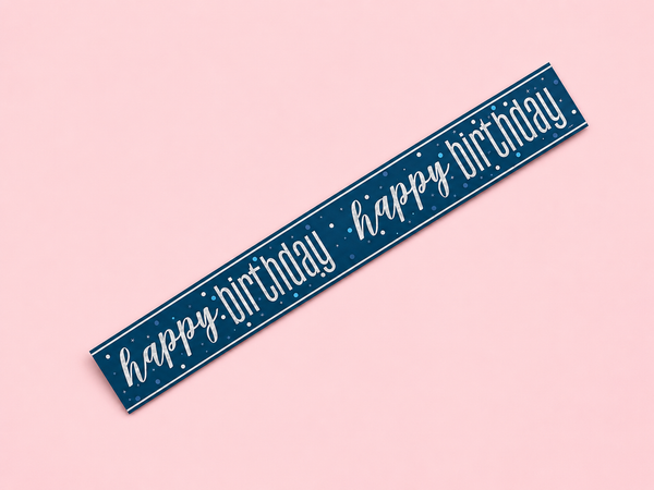 9ft GLITZ BLUE HAPPY BIRTHDAY BANNER
