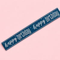 9ft GLITZ BLUE HAPPY BIRTHDAY BANNER