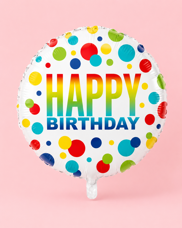 18in RAINBOW SPOTS BIRTHDAY FOIL BALLOON