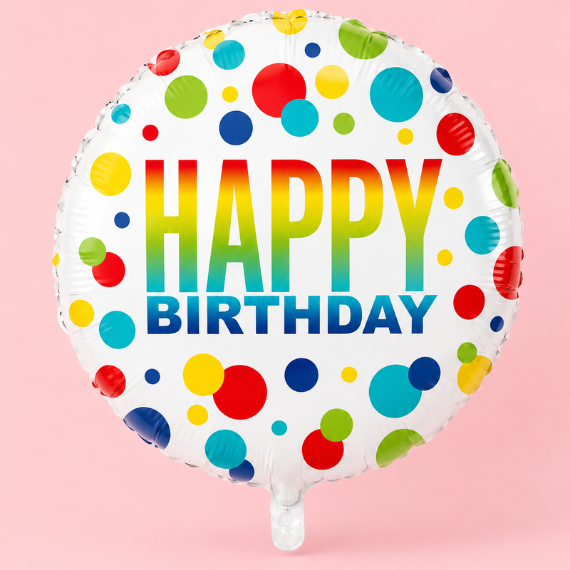 18in RAINBOW SPOTS BIRTHDAY FOIL BALLOON