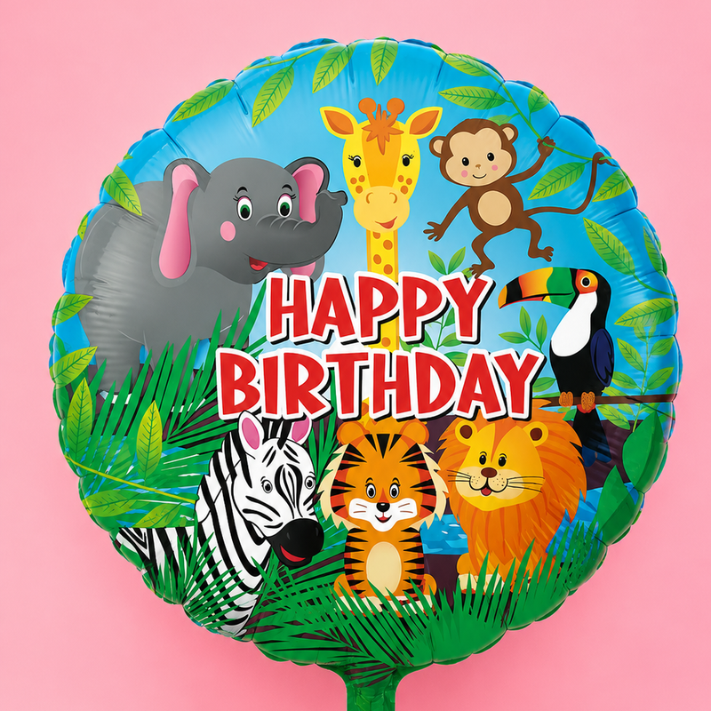 18in JUNGLE HAPPY BIRTHDAY FOIL BALLOON